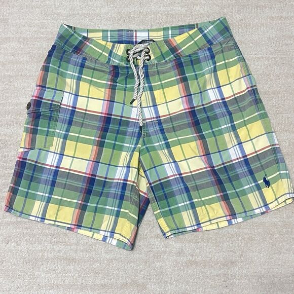 Polo by Ralph Lauren Other - Polo Ralph Lauren Swim Trunks Mens 32 Mesh Lined Plaid Drawstring Boardshorts